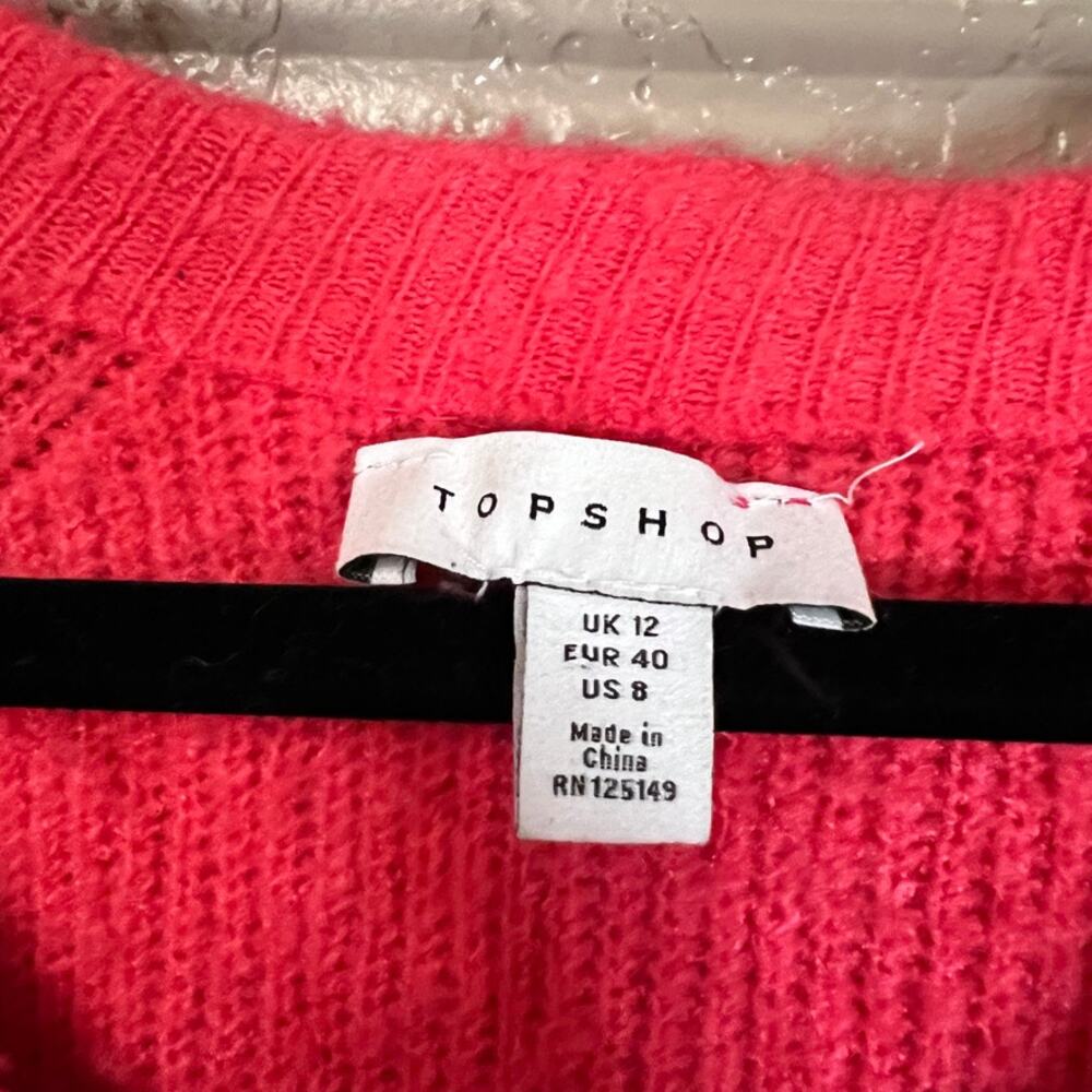 Topshop hot pink fuzzy oversized sweater size 8 - Picture 2 of 5
